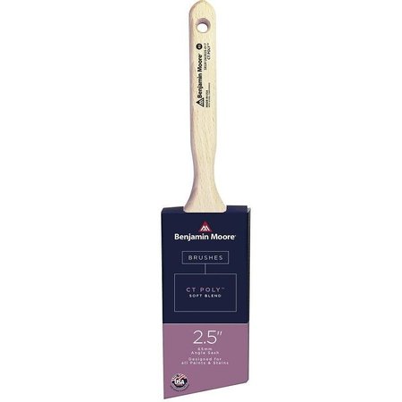 BENJAMIN MOORE Paint Brush, Soft Brush, 3 in L Bristle, CT Polymer Bristle, Angle Sash Handle U62025-017